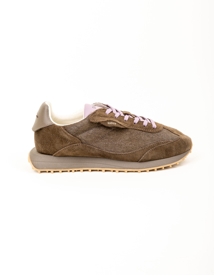 Sneakers met gelaagde suède afwerking bruin