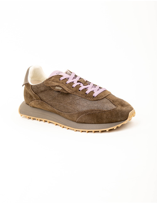 Sneakers met gelaagde suède afwerking bruin