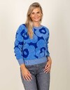Pull à motif floral bleu