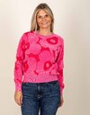 Pull à motif floral rose