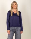 Blouse à col V et manches longues bleu