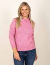 Pull avec col polo et sequins rose
