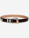 Acro Lak  -leren riem met goudkleurige hardware bruin
