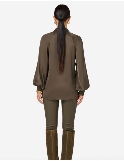 Tyna - blouse fluide à col rond dark utility
