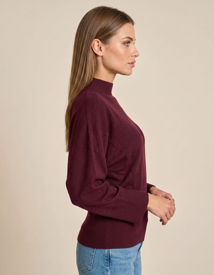 Bayonne - pull met opstaande kraag bordeaux