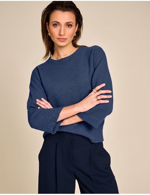 Adour - fijngebreide pull met ronde hals navy