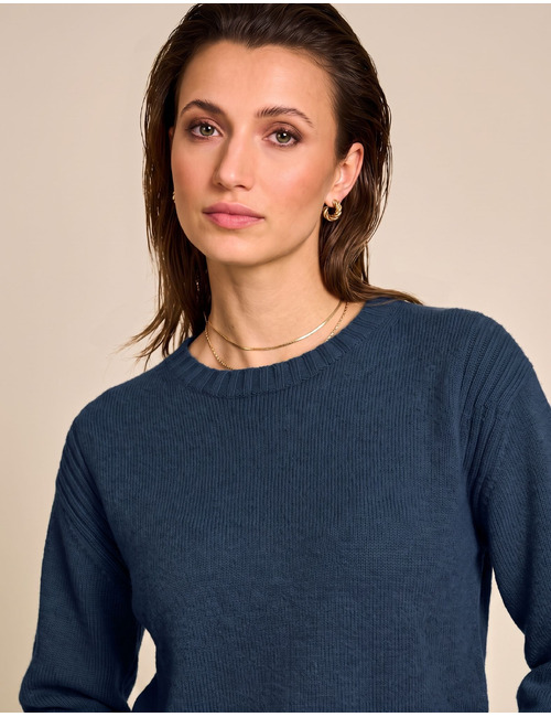 Adour - fijngebreide pull met ronde hals navy