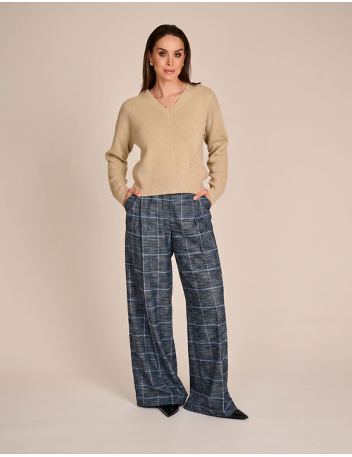 Emile - pull met V hals beige