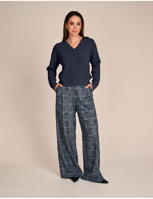 Emile - pull met V hals navy