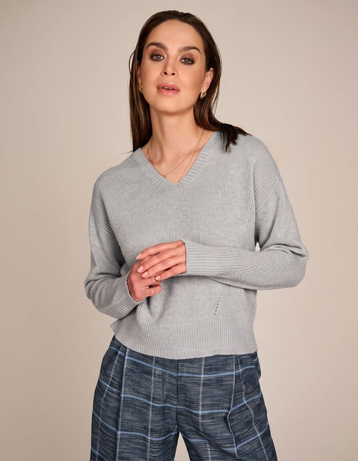 Emile - pull met V hals grijs