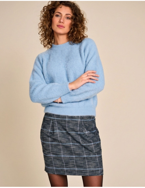 Monny - pull met zachte structuur blauw