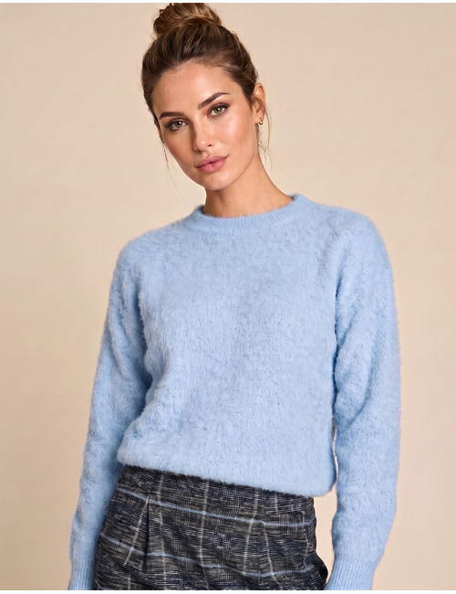Monny - pull met zachte structuur blauw