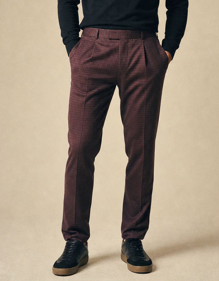 DiConnor40 SE broek met shadow check bordeaux