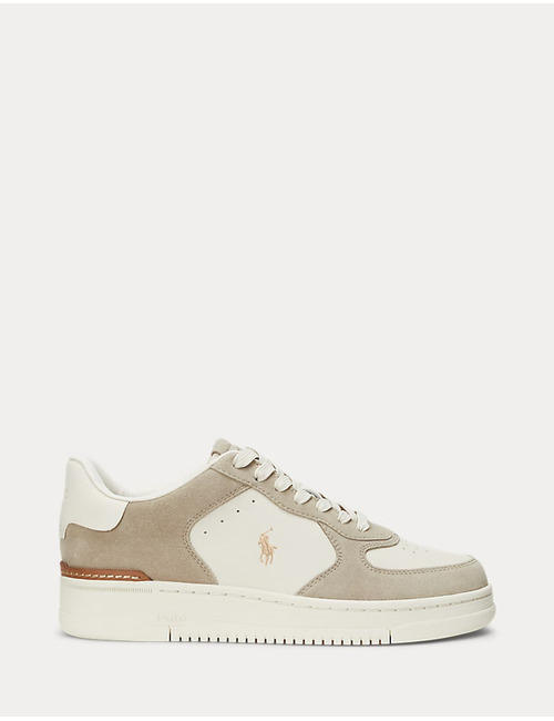 Masters Court sneaker van leer en suède milkshake/ecru