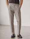 DiCliffer36 SE linnen broek met stretch medium beige
