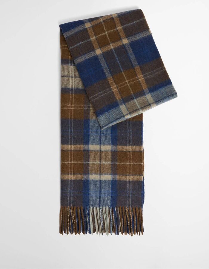 Brack Patchwork Tartan sjaal lamswol navy/sand