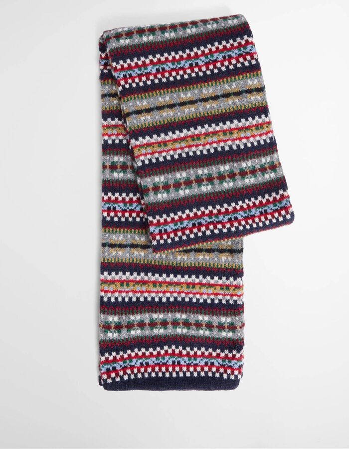 Scottish Fairisle sjaal lamswol navy