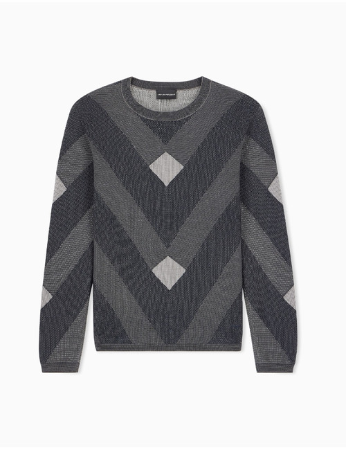 Pull met jacquard chevronpatroon grijs