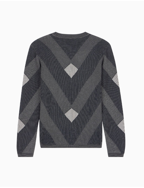 Pull met jacquard chevronpatroon grijs