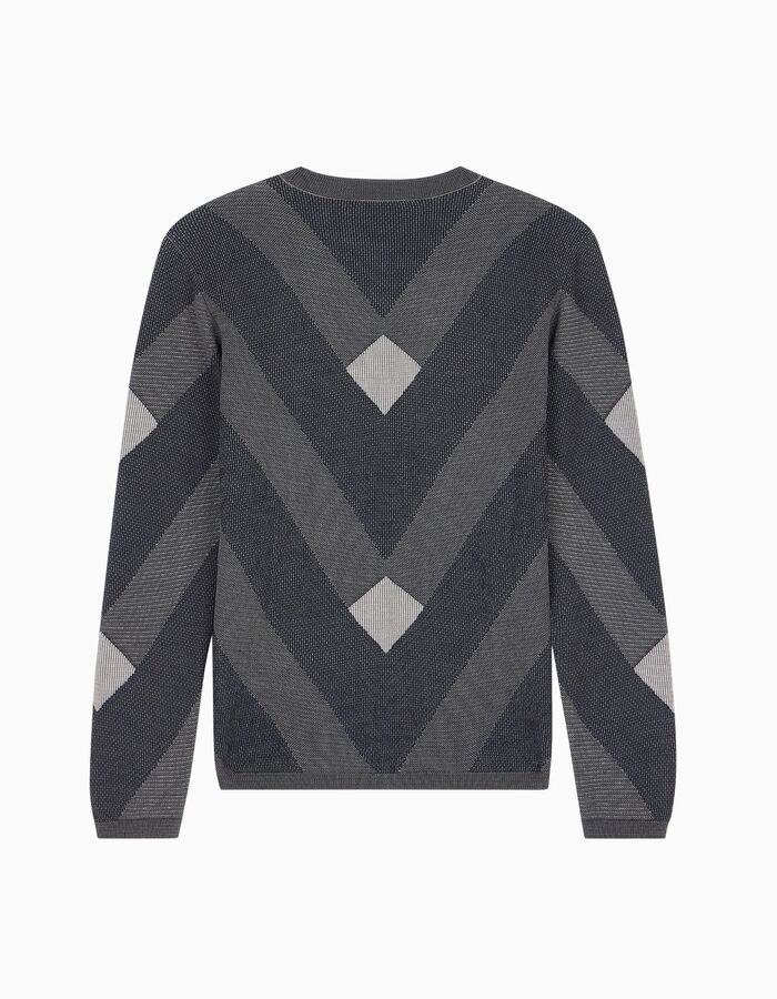 Pull met jacquard chevronpatroon grijs