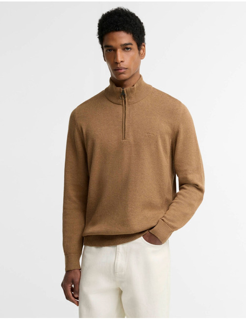 Cotton Quarter-Zip pull van katoen sandstone