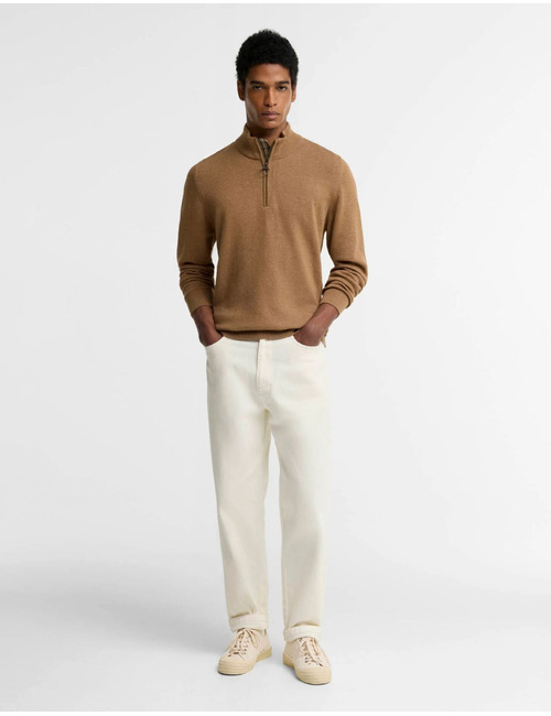 Cotton Quarter-Zip pull van katoen sandstone