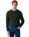 Merino Wool-Cashmere Blend pull à col rond kaki