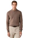 Merino Wool-Cashmere Blend pull à col rond brun