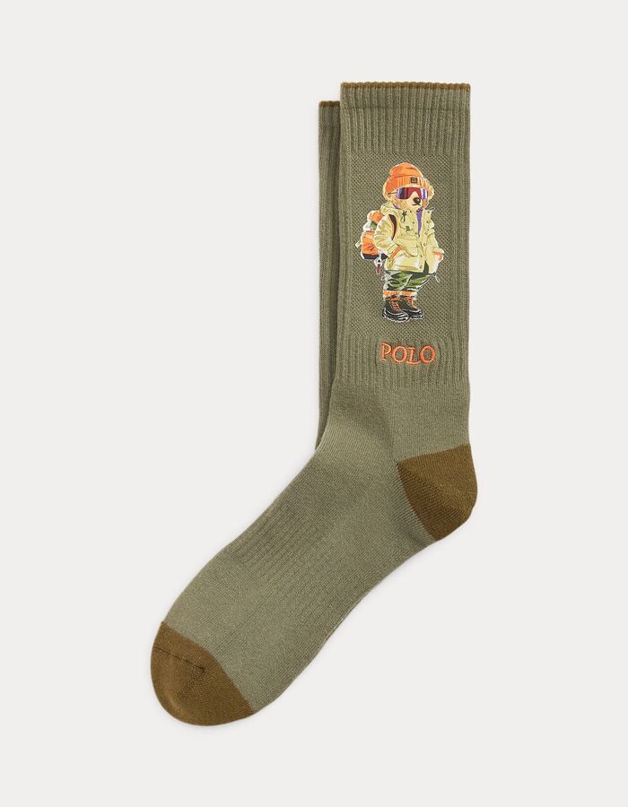 Polo Bear katoenen sokken met ribboord olijfgroen