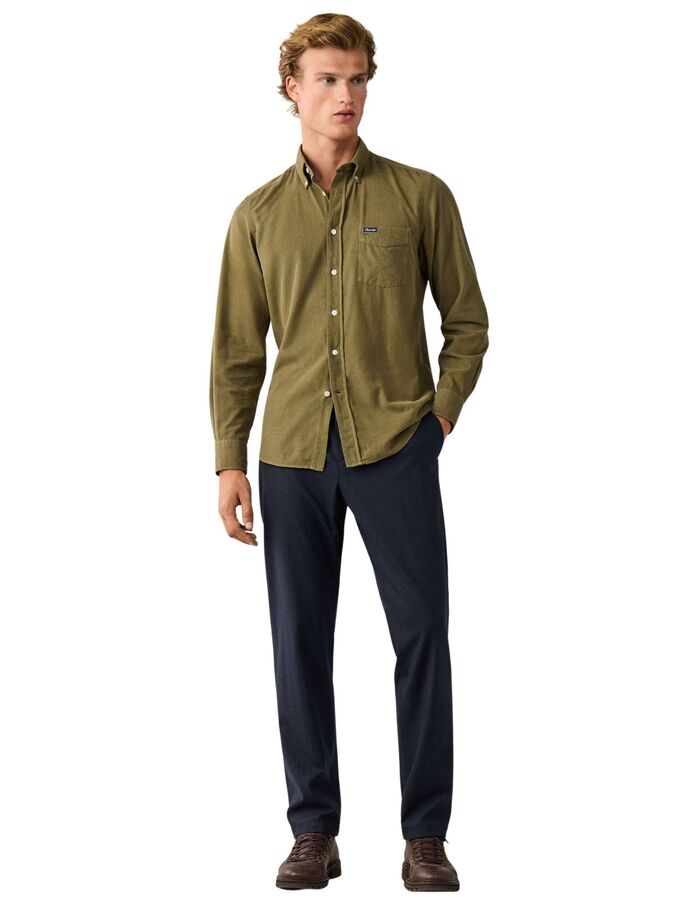 Regular Fit Garment Dyed Babycord hemd reed beige