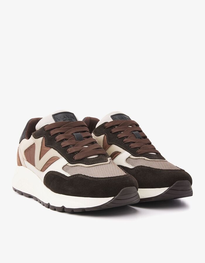 Owen Cody sneaker met suède details cognac