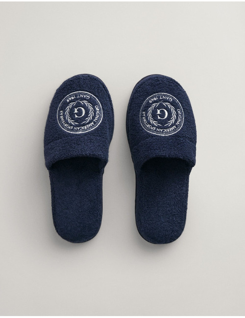 Crest Slippers pantoffels met geborduurd embleem marine