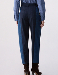 Pantalon balloon à fines rayures et denim blue pinstripe