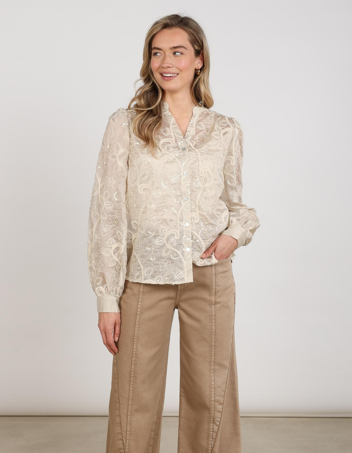 Nukus lange mouw bloes beige