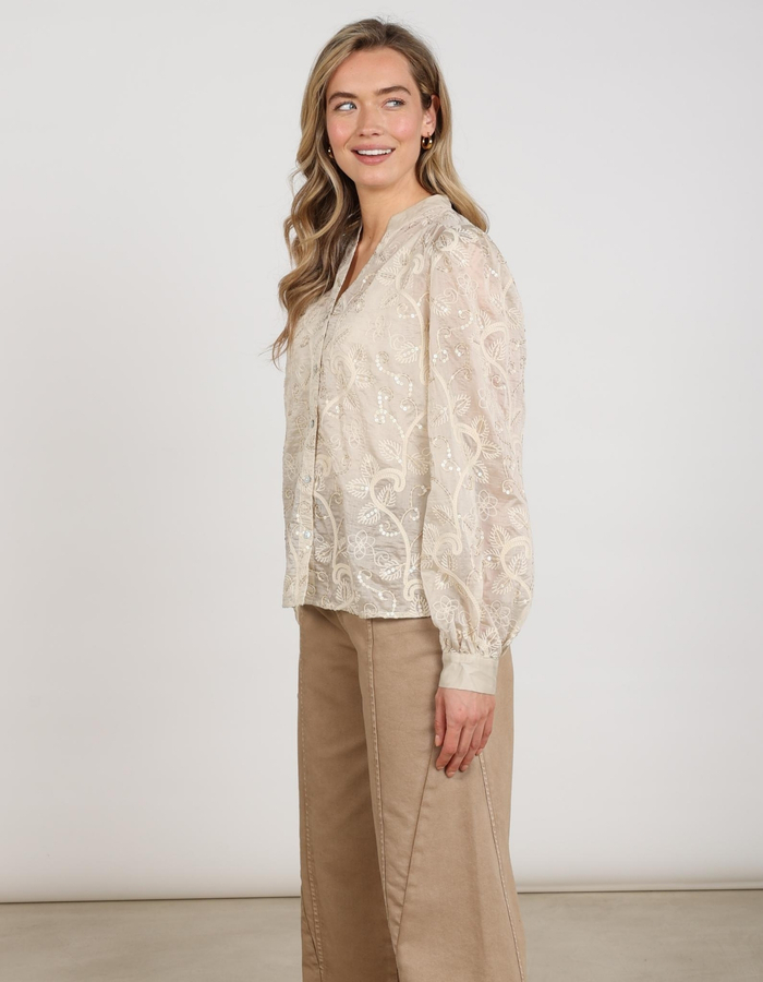 Nukus lange mouw bloes beige