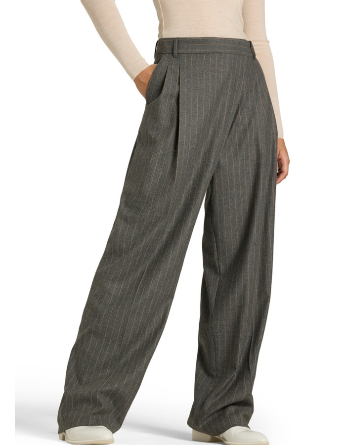 Eternity - pantalon rayé anthracite caramel