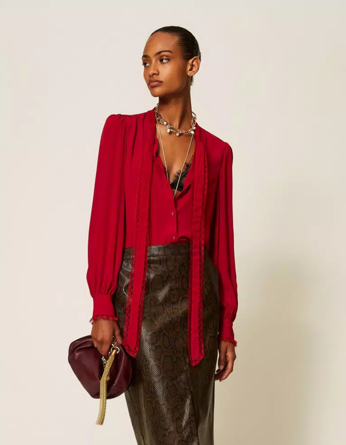 Twinset lange mouw bloes rood
