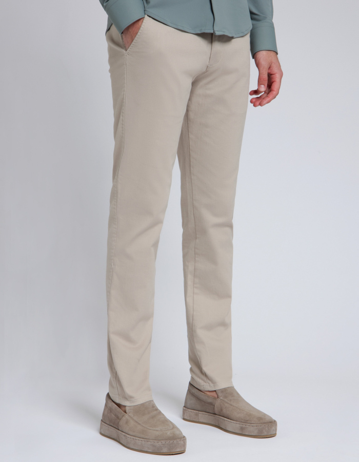 North 84 slim fit broek beige