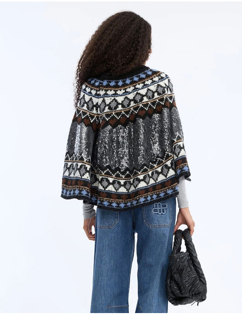 Verst - poncho en maille à sequins mix black