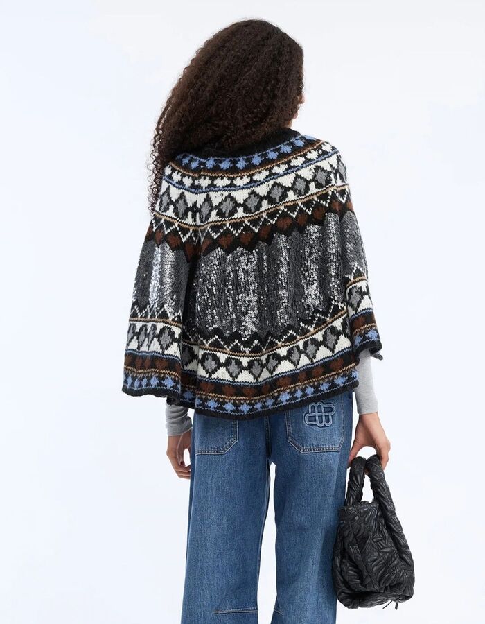 Verst - gebreide poncho met sequins mix black