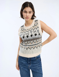 Vitalism - gebreid gilet met sequins mix creme
