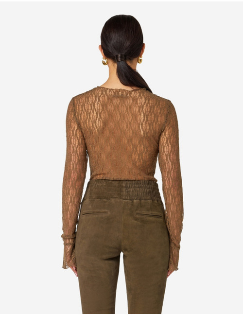 Taola - blouse en dentelle avec manches ballon dark utility