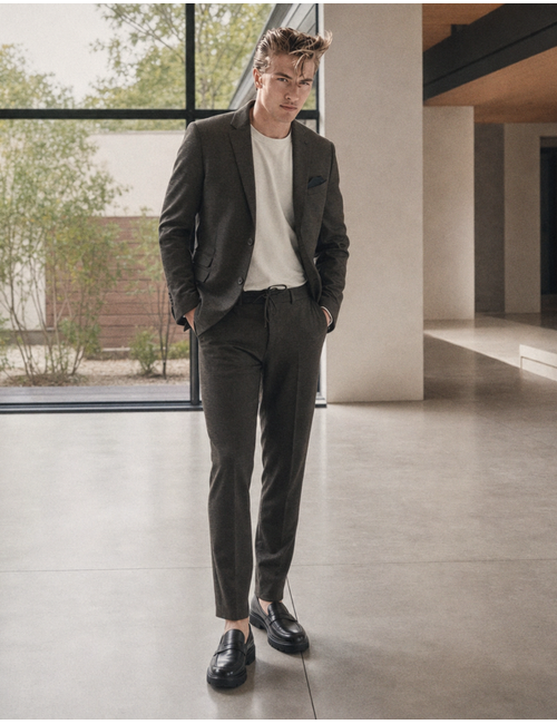 DiSpartaflex SE kostuumbroek met stretch donkerbruin