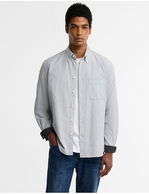 Authentic Oxford hemd met fijne strepen lichtgrijs