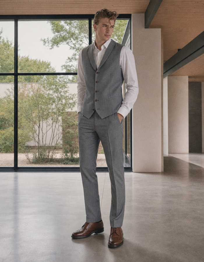 Philipp-ST slim fit gilet met sjaalkraag groen