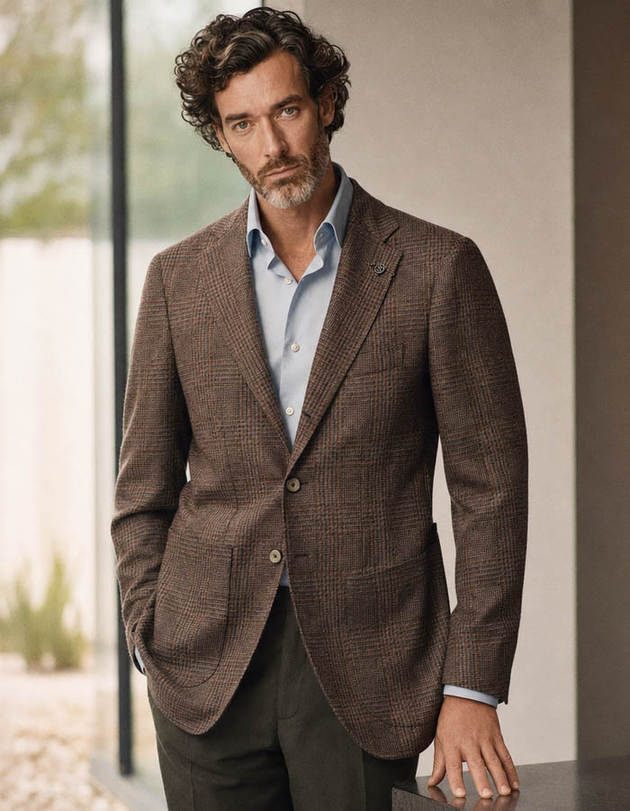 Santaniello Biagio modern fit blazer bruin
