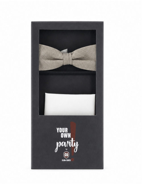 Paxton-N vlinderdas met pochet beige