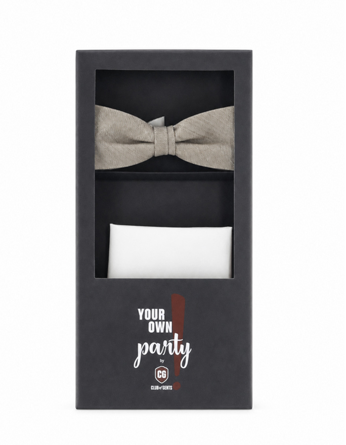 Paxton-N vlinderdas met pochet beige
