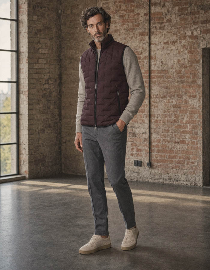 MSMalcom lichtgewatteerde bodywarmer met SORONA® roestbruin