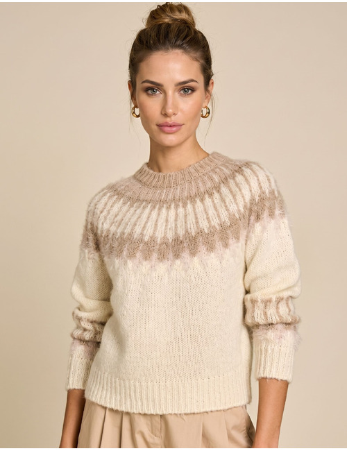 Mountains - trui met jacquardpatroon beige